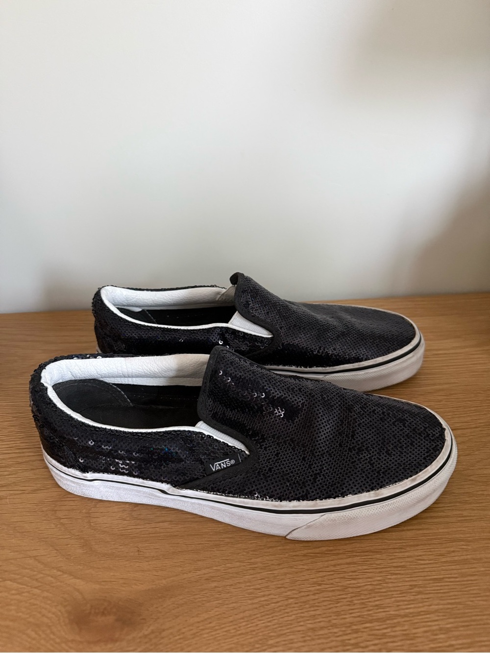 Vans Black Sequin Slip-On Shoes